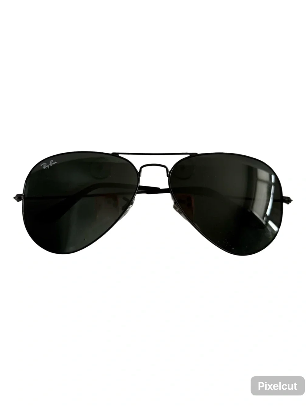 Unisex Ray-Ban Aviator Sunglasses - Black Frame with Green Lenses